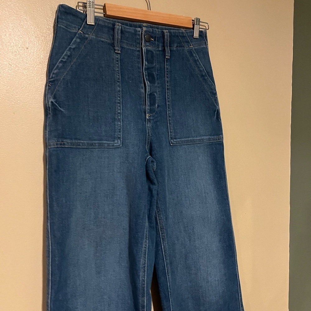 Women’s SONOMA Adaptive High Rise Wide Legs Stretch Denim Hook N Loop Fly 8 - Picture 4 of 9